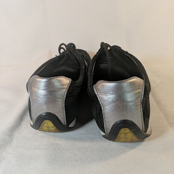Coach Jayme Black Sneakers Shoes Q582 Womens US 8.5 Black Silver Monogram Tennis - Picture 4 of 12